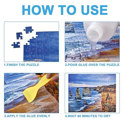 YAKAMOZ Clear Jigsaw Puzzle Glue with Precision Applicator – Non-Toxic, Quick Dry & Water-Soluble for Puzzles up to 10000 Pieces (400ML)