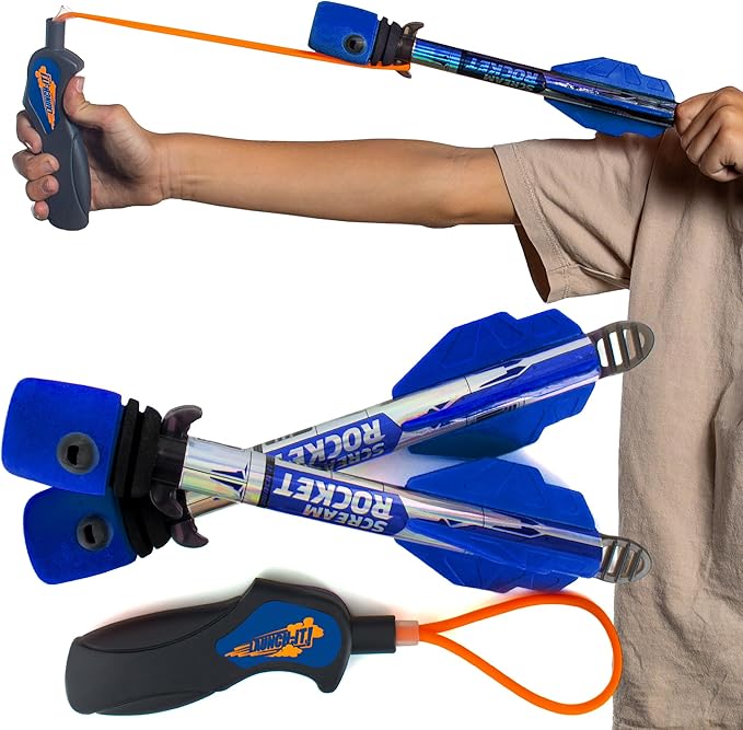 Toy Rocket Launcher for Kids: Best Outdoor Toys Slingshot Rockets Launchers Air Foam Rockets Games for Boys & Girls All Ages. Party Favor Easter Basket Stuffers & Great Gifts for Ages 8 9 10 11 12 +