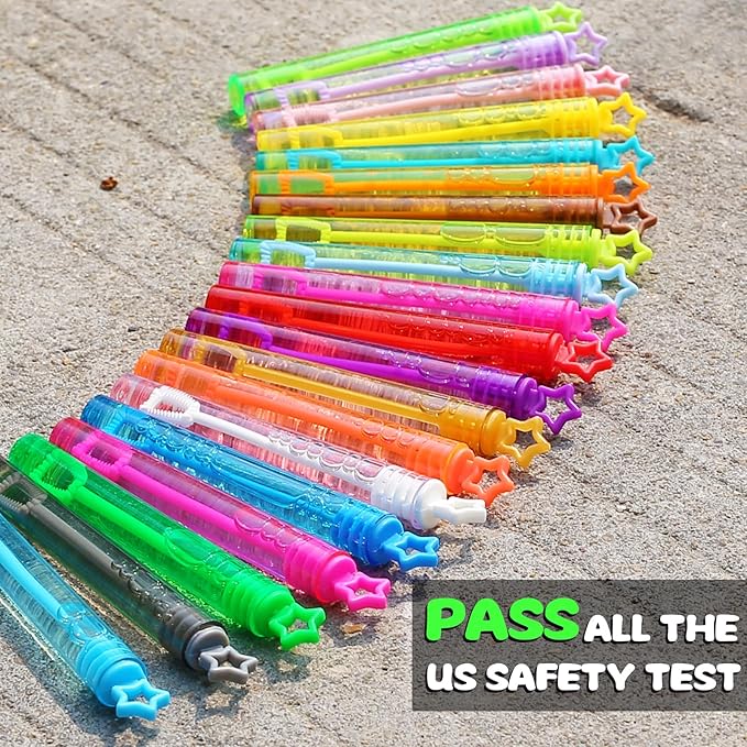 300 Pack 20 Colors Neon Bubbles Bulk in Gift Box, Mini Star Bubble Wand Party Favors for Kids, Birthday Treats, Party Supplies, Goody Bag Stuffer, Classroom Giveaways, Carnival Prizes Toy for Toddlers