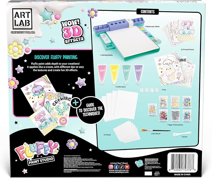 Canal Toys Art Lab Fluffy Paint Studio – 3D Painting Set for Kids: Create Puffy Artwork with Textured Paints & Tools, Fun DIY Arts & Crafts Kit