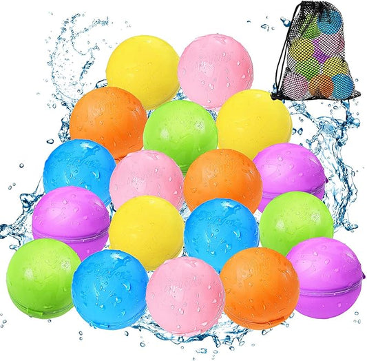 Tlitlimom 18Pcs Reusable Water Balloons, Summer Toy Water Toy for Boys and Girls, Pool Beach Toys for Kids ages 3-12, Outdoor Activities Water Toys Self Sealing Water Splash Ball for Fun