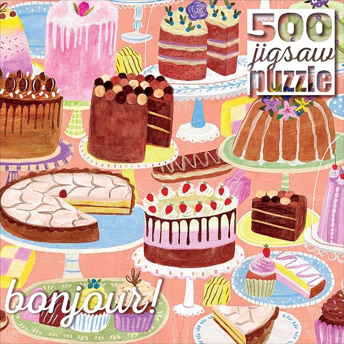 Buffalo Games - Jenny Miriam - Bonjour - Cakes Galore! - 500 Piece Jigsaw Puzzle for Adults - Challenging Puzzle Perfect for Game Nights - Finished Size is 21.25 x 15.00