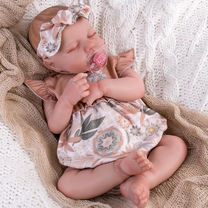 Aori Reborn Baby Dolls Clothes 20 inch Floral Printed Outfit Set for 17-20 Inch Reborn Doll Newborn Girl