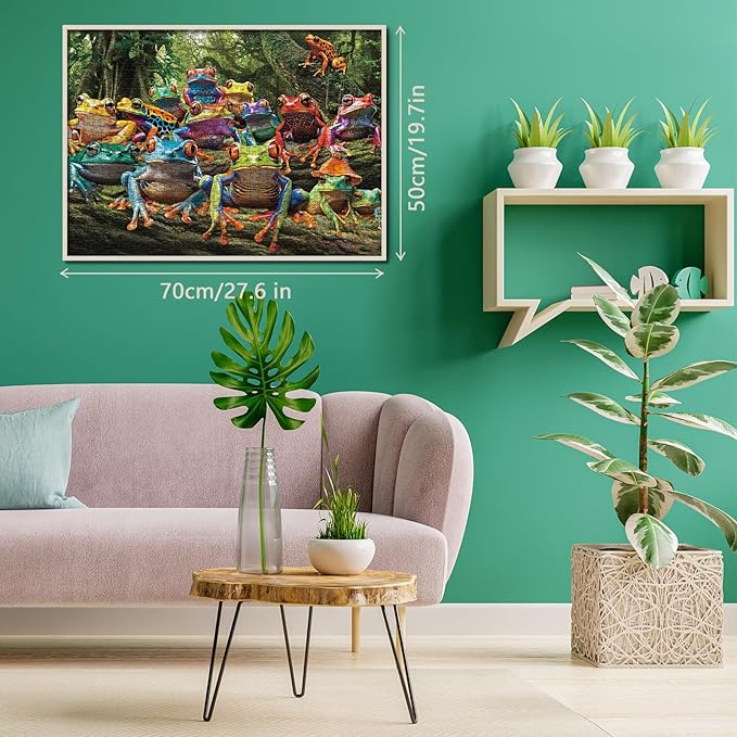 Colorful Frog Puzzle 1000 Piece for Adults, Rainbow Frogs Jigsaw Puzzle Nature, Forest Animal Scenic Puzzles