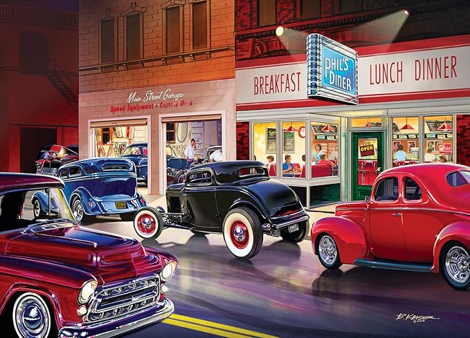 MasterPieces - 1000 Piece Jigsaw Puzzle, Route 66 Phil’s Diner, Fun for Adults, Family, Kids, 19.25" x 26.75"