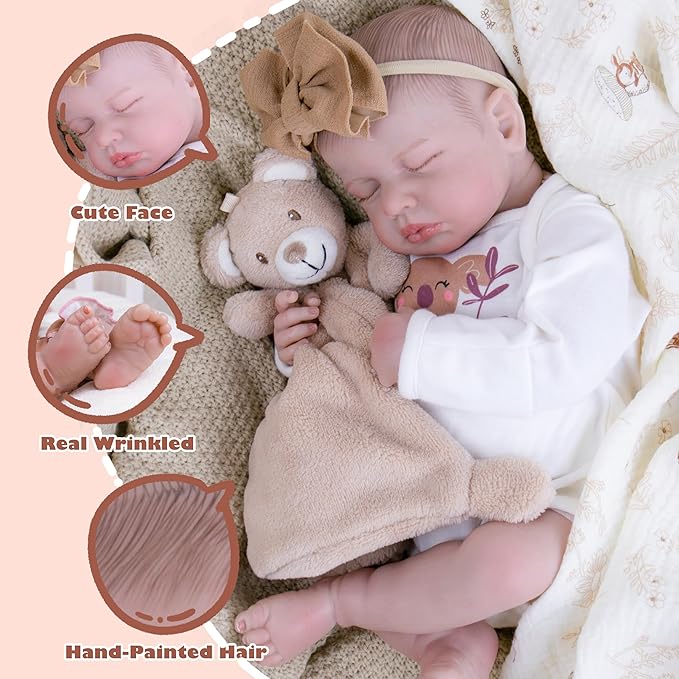 Milidool Lifelike Reborn Baby Dolls-20 Inch Realistic Newborn Baby Dolls, Soft Poseable Cloth Body Real Life Baby Dolls Silicone with Accessories Toy for for 3+ Year Old Girls Gifts, Pretend Play