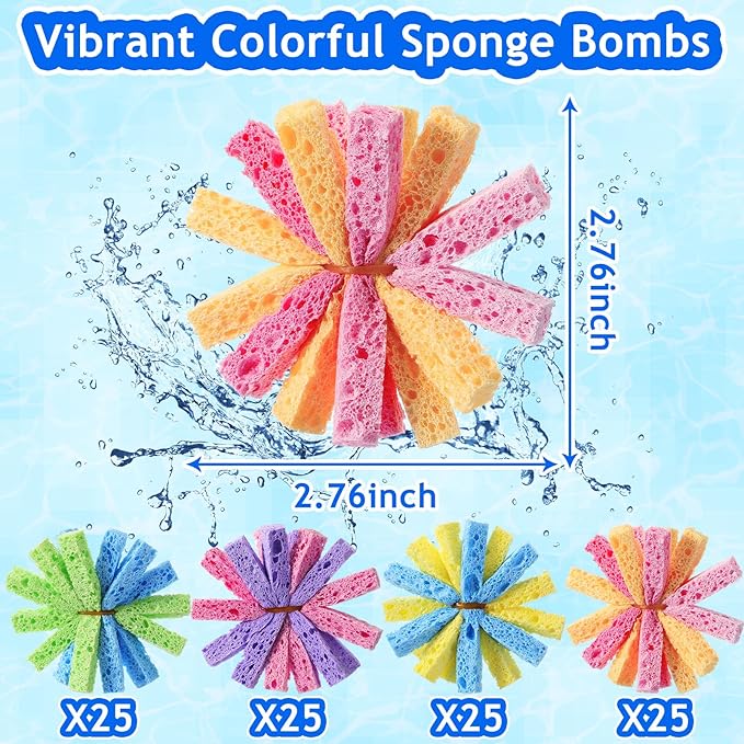 100 Pcs Reusable Water Balls for Outdoor Water Sponges Kids Games Toys Soft Quick Soak Pool Fight Toys for Summer Activities Backyard Trampoline Beach Party (Stylish Color)