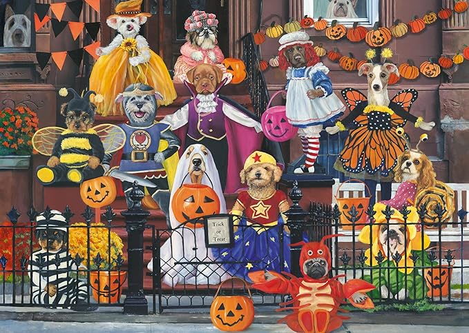 Wonder Forge Pup-kin Trick or Treat 1000 Piece Jigsaw Puzzle for Adults | Unique, Perfectly-Fitting Pieces | Fun, Vibrant Imagery | Amazon Exclusive