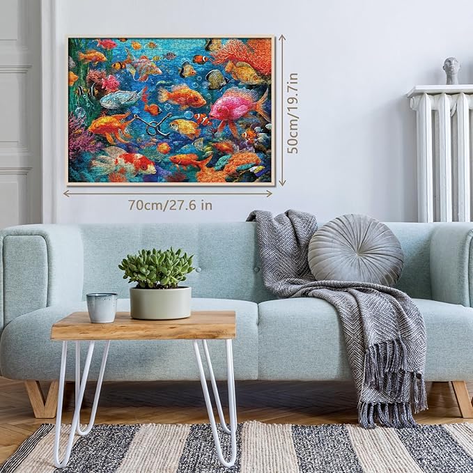 Ocean Tropical Fish Puzzle for Adults 1000 Pieces, Colorful Sea Animal Art Jigsaw Puzzle, Maine Nature Underwater Coral Puzzle