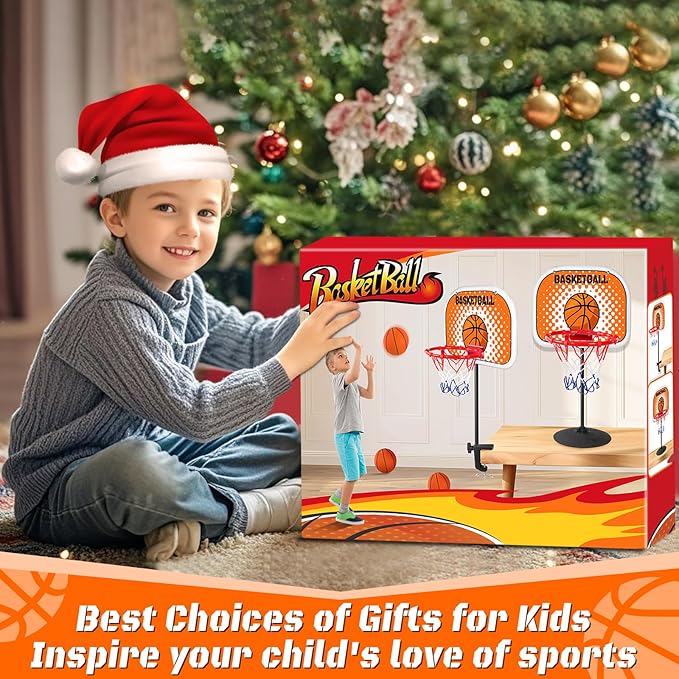 Indoor Basketball Hoop,Mini Tabletop Basketball Hoop Set with Two Balls, Mini Hoops for Desk Table Bed Office Bedroom Basketball Toys for Kids and Adults