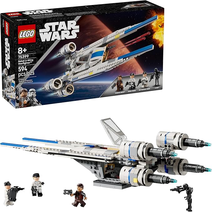 LEGO Star Wars Rebel U-Wing Starfighter Building Set - Includes Cassian Andor, Dedra Meero and K-2SO - Model Action Toy - Birthday Gift Idea for Boys, Girls, Kids, Ages 8+ - 75399