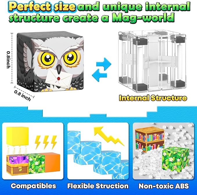 150 PCS Magnetic Blocks - Mine Magnet World Building Toys for Kids Ages 5-7 6-8 8-12, STEM Magnetic Building Blocks Kids Sensory Toys Games, Present for 3+ Year Old Boys and Girls