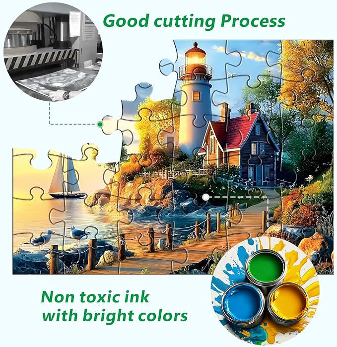 Blueforest 6 Pack Large Piece Jigsaw Puzzles for Seniors, 36 Pieces Easy Grip Puzzles with 1:1 Reference Poster, 11.8"x8.6" Dementia Puzzles for Elderly, Brain Exercise Gifts