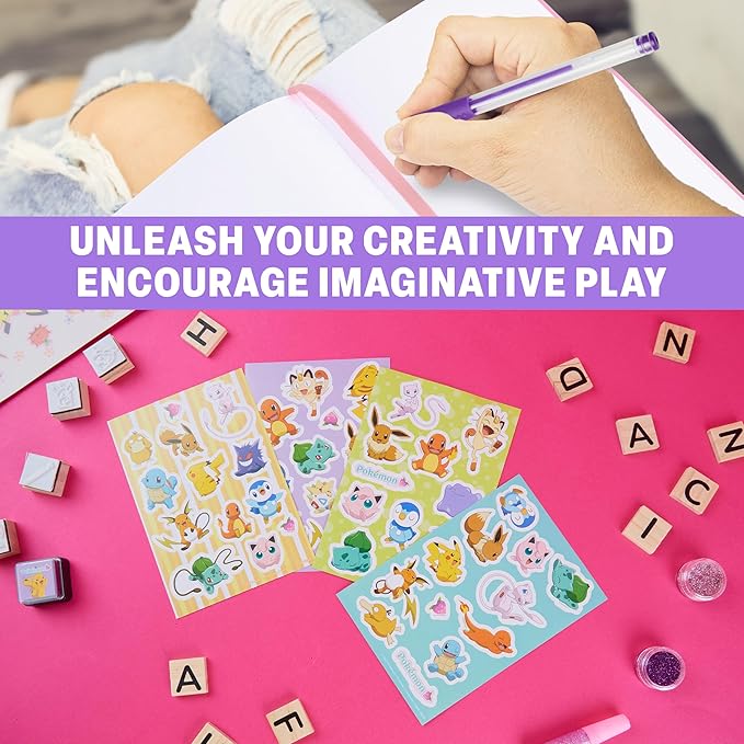 Pokemon Scrapbook Craft Kit for Kids, All-in-One Set with Gel Pens, Glitter, Sticker Sheets, Scrapbook Supplies, Art Supplies, Gifts for Kids
