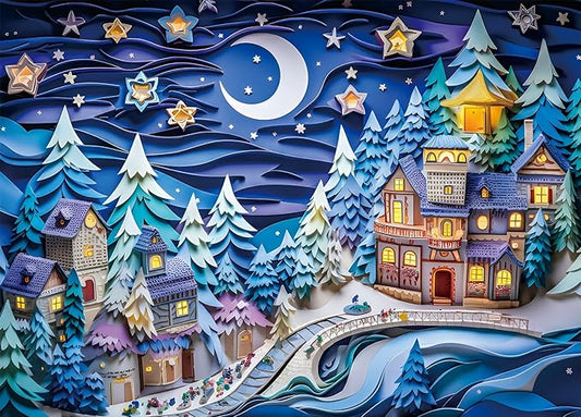 1000 Pieces Jigsaw Puzzle for Adults - Town with Poster, Fits Perfectly Between Them, Letters on the Back, Dust Free, Gift for Elderly (70 x 50 cm)