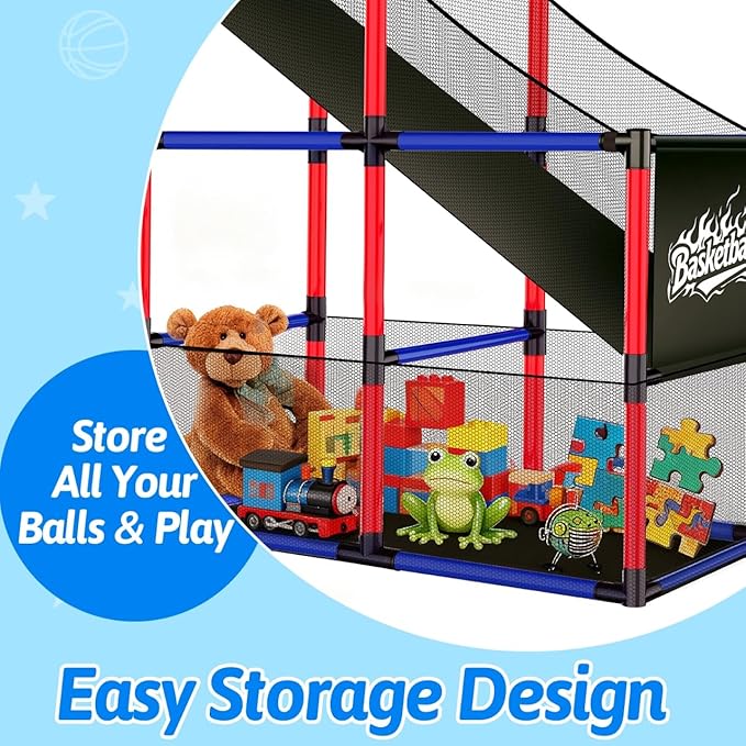 Arcade Basketball Hoop Game Set with 3 Balls for Kids Age 3 to 12 Indoor Outdoor Sports Play - Easy Set Up - Air Pump Included - Carnival Birthday Party Games Yard Toys for 3 4 5 Year Old Boys Gifts