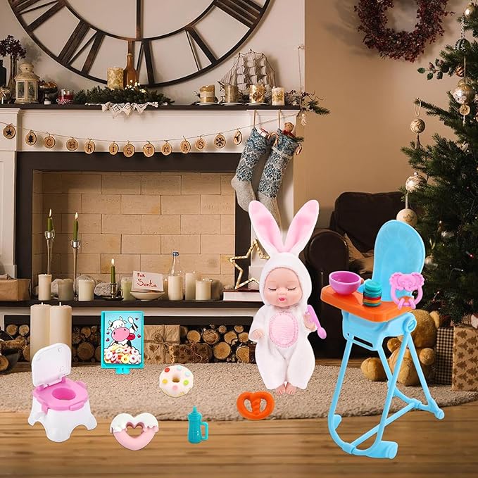 ONEST 16 Pieces 4 Inch Dolls with Accessories Cute Doll Mini Doll with Clothes Mini Dolls with Accessories