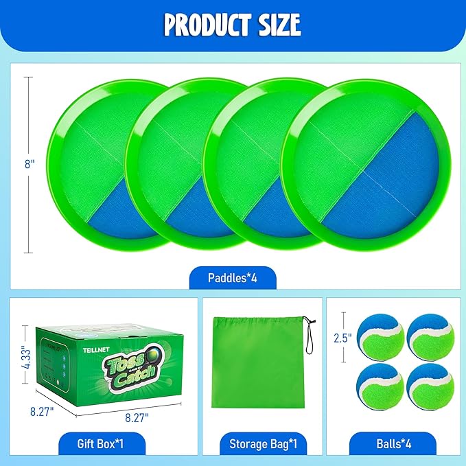 Toss and Catch Ball Game Set, Easter Basket Stuffers Beach Pool Toys Games for Family Kids Adults, Indoor Outdoor Yard Lawn Park Fun Sports Gifts for Boys Girls Ages 3 4 5 6 7 8 9 10 11 12