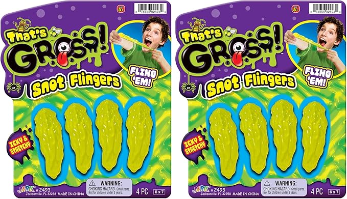 JA-RU Gross Snot Flinger Toy (2 Packs) Icky & Stretchy Launching Booger. Halloween Party Favor, Gross Toy, Sticky Flinger, Launcher, Prank, Party Favor, Classroom Prize 2493-2