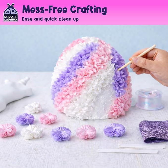 PURPLE LADYBUG 3D Princess Dress Poke Art Craft Kit for Kids Ages 6–12, Mess-Free DIY Flower Foam Activity Creative Gift Set, Birthday Holiday Craft Project