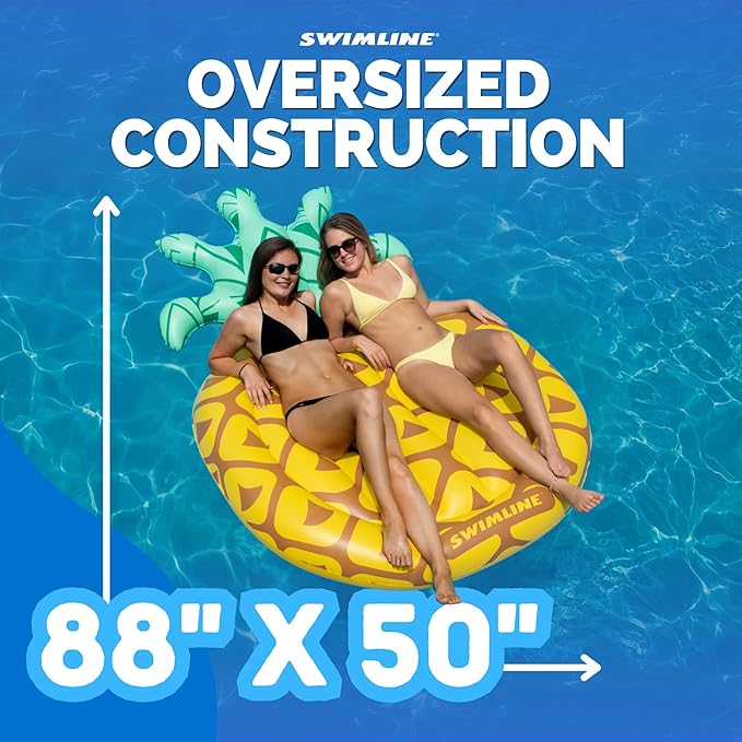 Swimline Pineapple Jumbo Floating Pool Island Yellow/Green 88x50''