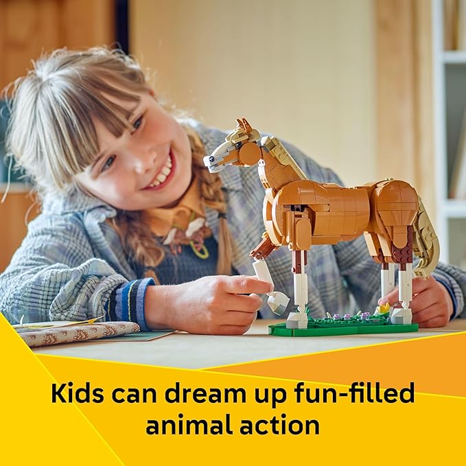 LEGO Creator 3 in 1 Beautiful Horse Building Toy for Kids - Building Blocks & Learning Toy for Girls & Boys, Ages 9+, Create a Horse, Bear, or Deer Toy with 1 Set - Gift for Birthdays - 31166