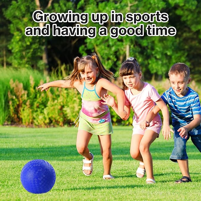 12 Pcs Dodgeballs 5 Inch Kickball Playground Ball 4 Colour Inflatable Rubber Handball Dodge Ball with 1 Hand Pump for Outdoors Ball Games Gym Camps Picnic (Needle is at The Top of The Pump)