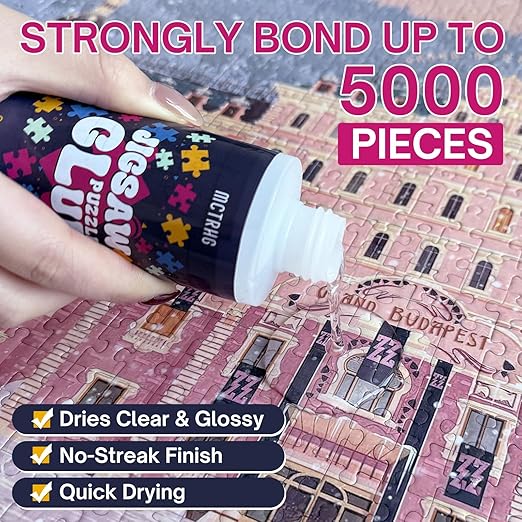 Jigsaw Puzzle Glue Clear with Applicators, Non-Toxic, Quick Dry & Water-Soluble for Adults, Puzzle Frame Kit, 200ML Anime Puzzle Saver, Easily Preserves Finished Puzzles for 3000/4500/5000 Pieces
