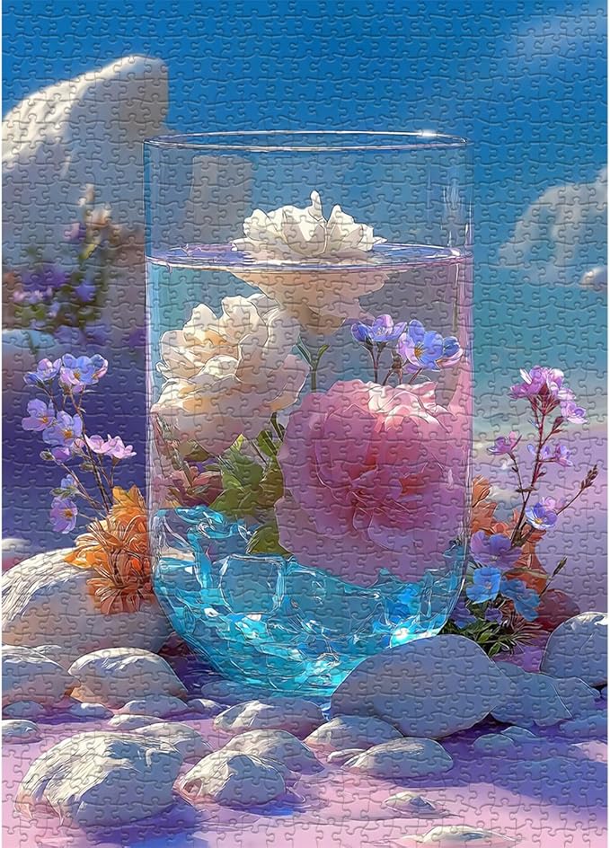 PICKFORU Flower Puzzle for Adults 1000 Pieces,Nature Plant Floral Art Jigsaw Puzzle, Flower Vase Impossible Challenge for Adults
