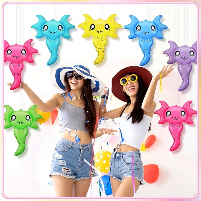 Leyndo 6 Pcs 24 Inch Inflatable Axolotl Pool Toys PVC Colorful Axolotl Outdoor Decorations Blow up Decor Axolotl Pool Hanging Decorations for Beach Summer Supplies Party Favor