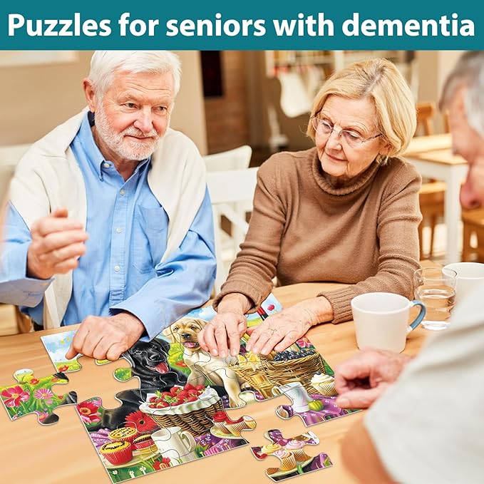 6 Pack 16 Piece Dementia Puzzles for Elderly Large Piece Puzzles Alzheimers Dementia Products and Activities for Seniors Puzzles Easy Cognitive Games Gift for Seniors Elderly Adults in Nursing Home