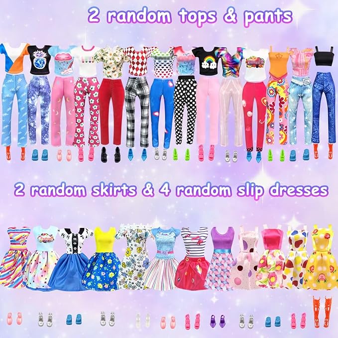 92Pcs Doll Clothes and Accessories with Closet for 11.5 Inch Doll Fashion Design Kit Girl Dress Up Including Fashion Dress Outfits Tops and Pants Shoes Hangers Bags Necklaces Girls Toy Gifts