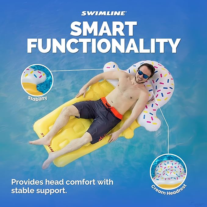 SWIMLINE Inflatable Swimming Pool Float Lounger Raft Fun Mat, Ice Cream Dream, Multicolor