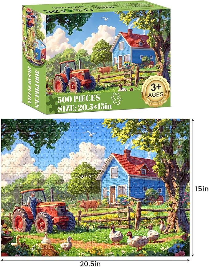 Jigsaw Puzzles 500 Pieces for Adults Farm Puzzles 500 Pieces Adult Puzzles Games Family Challenging Game Great Gift Idea 20.5x15IN