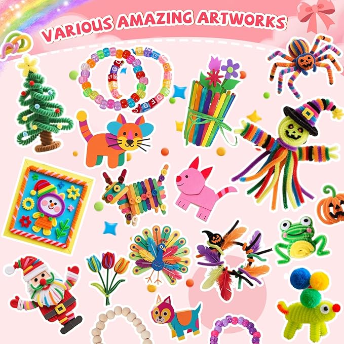VERYHDSN Arts and Crafts Supplies for Kids-3000+ Pcs DIY Arts & Craft Kit for Boys Girls Ages 4 5 6 7 8 9 10 11 12, 25+Types Craft Materials Bulk, Larage Craft Box Set, Fun&Creative Gift