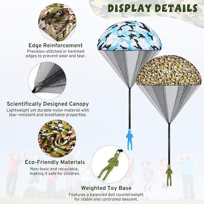 Parachute Toy for Kids, Army Outdoor Toys Flying Parachute Men, Inside & Outside Toys for or 3 4 5 6 7 8 9 10 11 12 Year Old, Easter Basket Stuffers for Kids Idea 2026 Unique Boys Party Favors