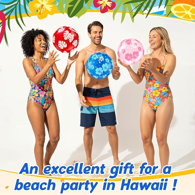 12 Pack Blue and Pink Cartoon Themed Beach Ball 7.87" Bulk for Summer Pool and Beach Game Gifts Birthday Party Supplies Decorations Favor