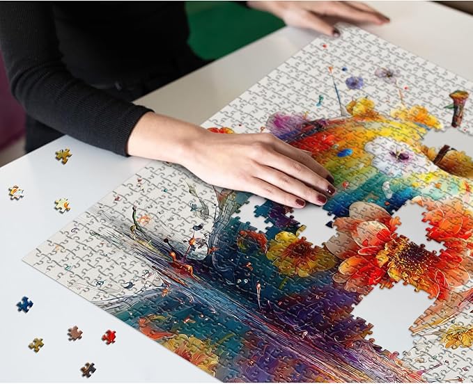 Blooming Color Apple Puzzles for Adults 1000 Pieces, Larkipuzz Gradient Fruit Puzzle Floral, Hard Impossible Wildflower Flower Art Theme for Plant Lovers