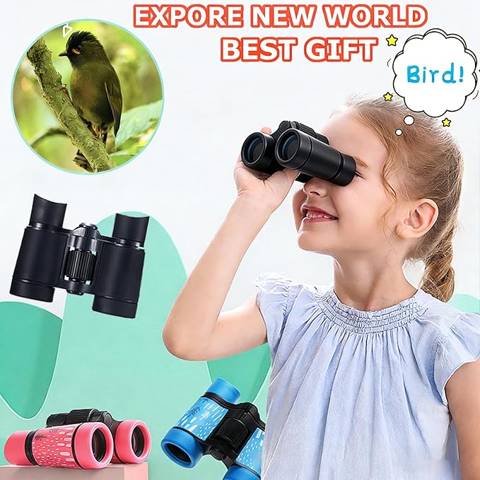 Binoculars for Kids Best Gifts for 3-12 Years Boys Girls High-Resolution Optics Shockproof Mini Kids Binoculars Toys Folding Small Telescope for Bird Watching Camping Outdoor Play