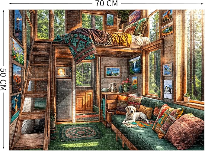 Forest House Puzzles for Adults 1000 Pieces, Letters on Back, Hard Difficult Challenging, Precise Interlocking Pieces, Home Wall Decoration & Ideal Gift