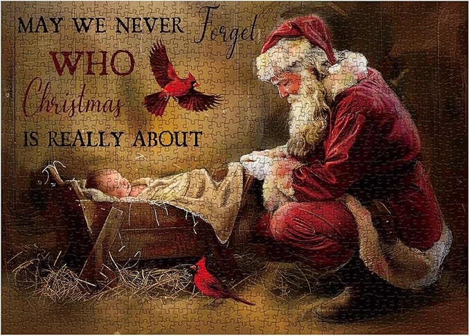 Christmas Jesus Nativity Puzzles for Adults 1000 Pieces, Religious Holiday Santa Claus Jigsaw Puzzles, Art Christian Xmas Puzzles