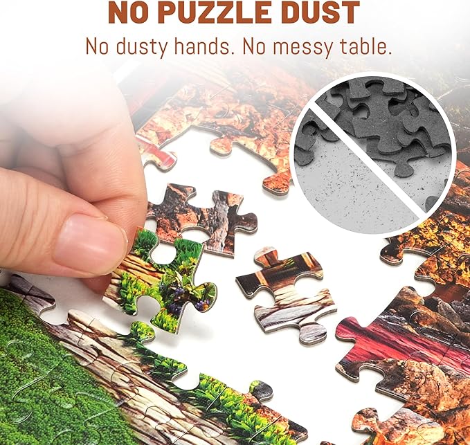 BenBen 1000 Piece Puzzle for Adults, 4 Pack Jigsaw Puzzles with Letters or Patterns on Back, Dogs' Dinner Party, Dogs on Vacation, Sunset Seaside, Fusine Lake Themes