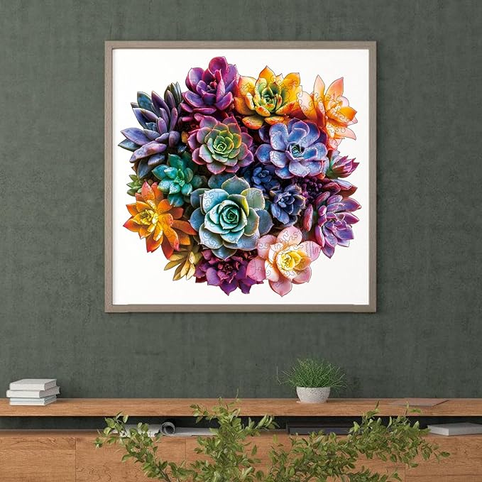 Bodhipnjoy 500 Pieces Puzzles for Adults, Succulent 5MM Thick Jigsaw Puzzle, Plant Unique Shaped Puzzle Gifts for Adults and Kids, Challenging Family Puzzle 16.7 * 16.9 inch