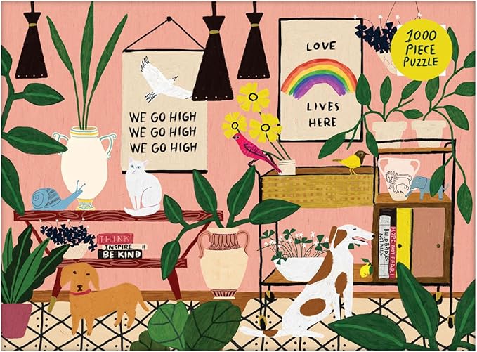 Galison Love Lives Here 1000 Piece Jigsaw Puzzle for Adults and Families, Inspirational Puzzle with Quotes and Positive Messages, Multicolor