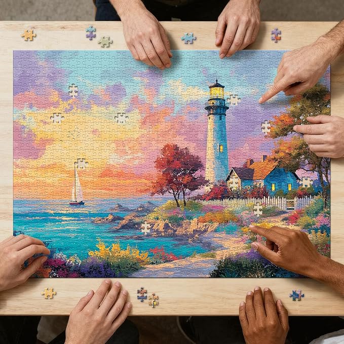 Lighthouse and Sailboat Puzzles for Adults 1000 Pieces, Impossible Hard Difficult Challenging Jigsaw Puzzle 1000 Pieces, Christmas Birthday Gifts Home Decor for Adults/Friends/Family