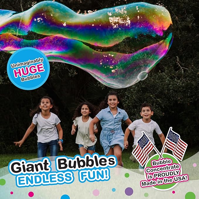 WOWMAZING Giant Bubble Kit – Family Pack (14-Piece Set) with Big Bubble Wand and Solution Concentrate (Makes 3 Gallons of Large Bubbles) | Best Value for Family Fun