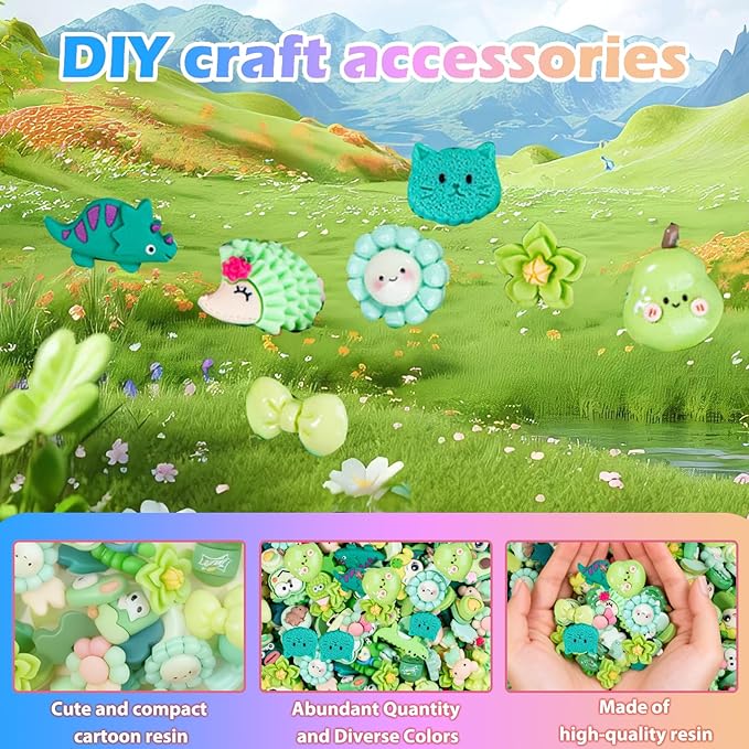 Green Series 50pcs Mystery Mini Resin Blind Bags – Tiny Resin Figures for Fairy Gardens, Crafts, Dollhouses, Kids Surprise Packs, Holiday Decor
