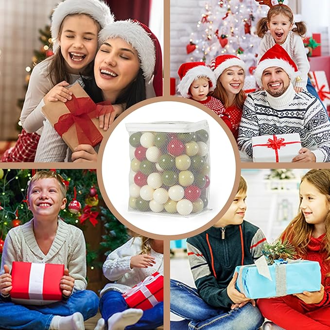 GOGOSO Ball Pit Balls for Toddler, Baby Plastic Playballs Kids Soft Pastel Pelotas Non-Toxic BPA-Free,Christmas Colors,100 Balls