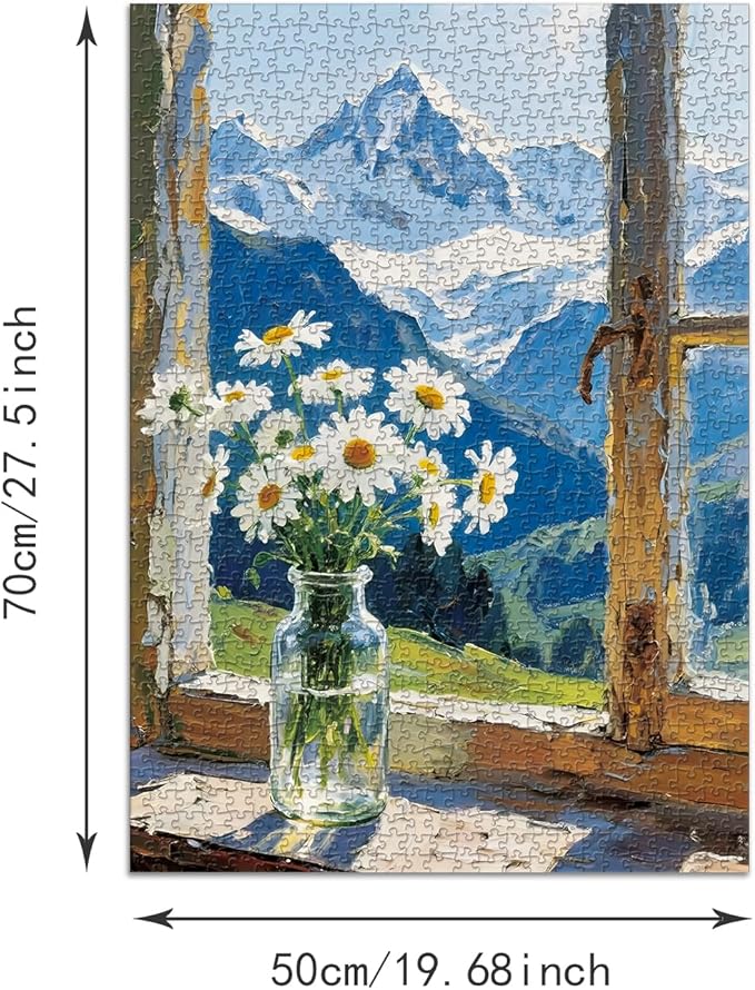 Puzzle for Adults 1000 Pieces, Mountain View Daisies Puzzle, Challening Impossible Difficult Hard Fun 1000 Pieces Jigsaw Puzzles for Adults