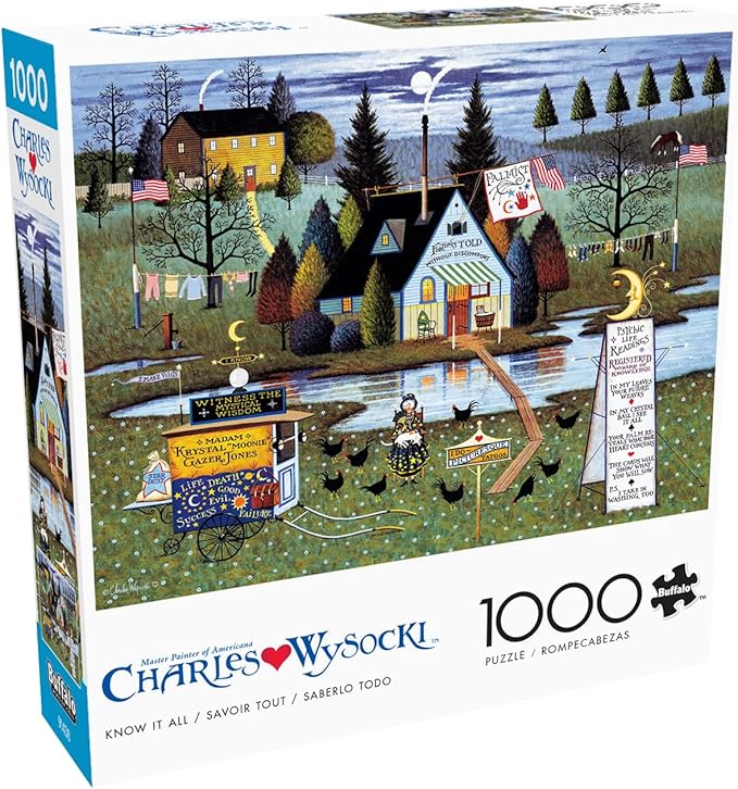 Buffalo Games – Charles Wysocki Know It All 1000 Piece Jigsaw Puzzle, Americana Folk Art Puzzle for Adults
